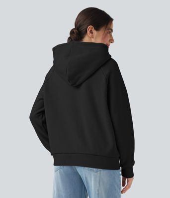 Hooded Drawstring Long Sleeve Fleece Casual Cotton Sweatshirt with Pockets