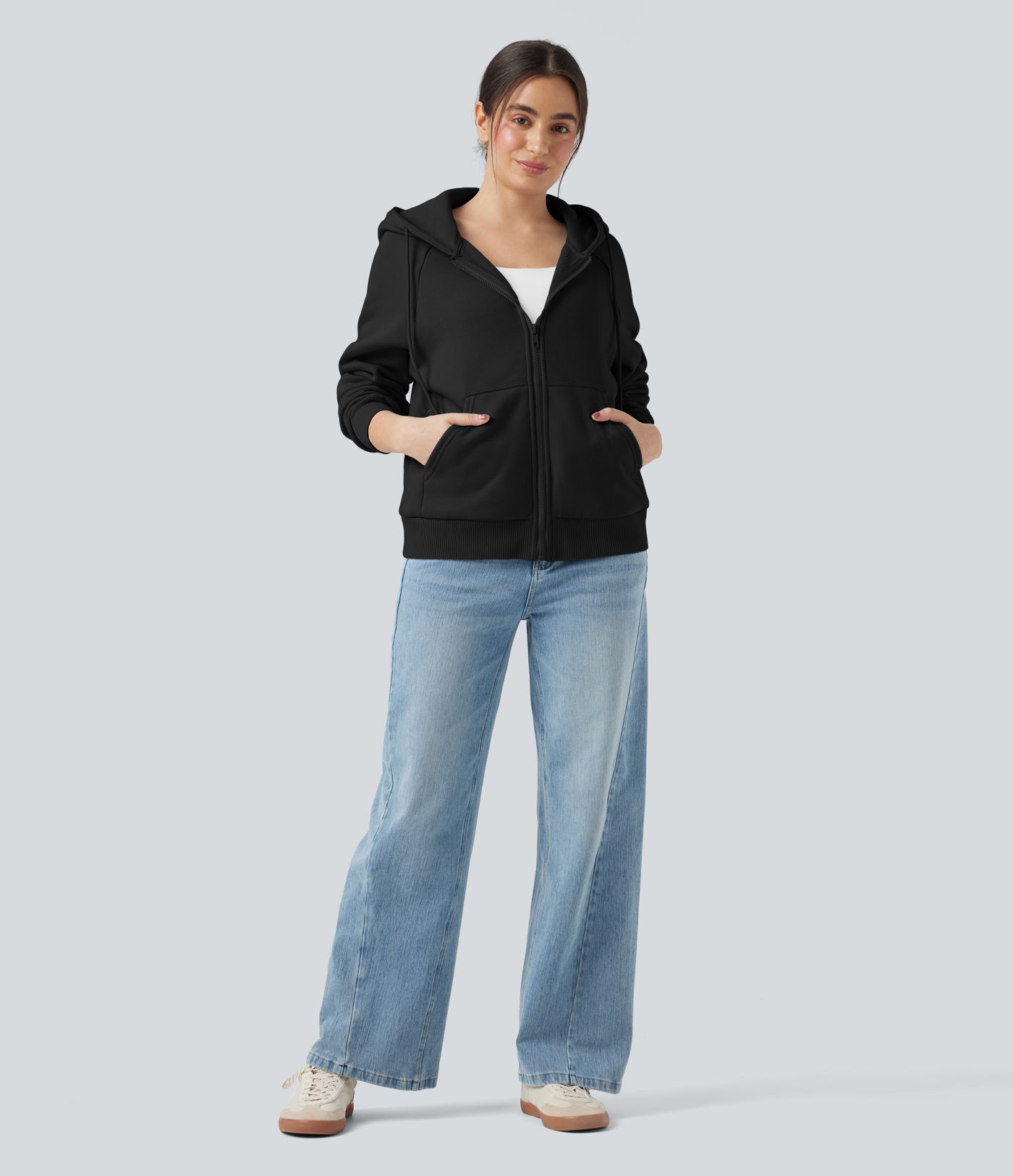 Hooded Drawstring Long Sleeve Fleece Casual Cotton Sweatshirt with Pockets