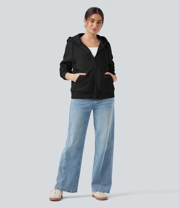 Hooded Drawstring Long Sleeve Fleece Casual Cotton Sweatshirt with Pockets