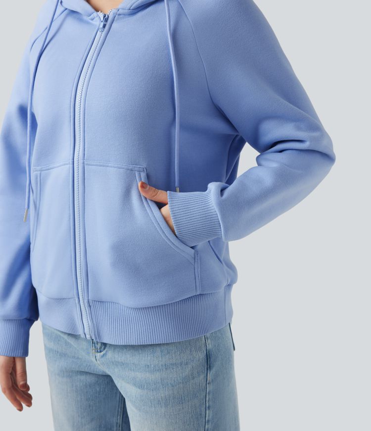 Hooded Drawstring Long Sleeve Fleece Casual Cotton Sweatshirt with Pockets