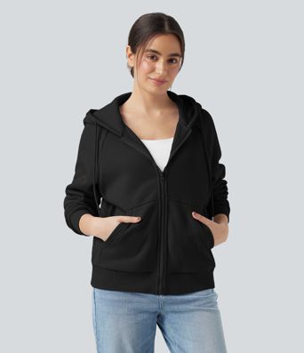 Hooded Drawstring Long Sleeve Fleece Casual Cotton Sweatshirt with Pockets