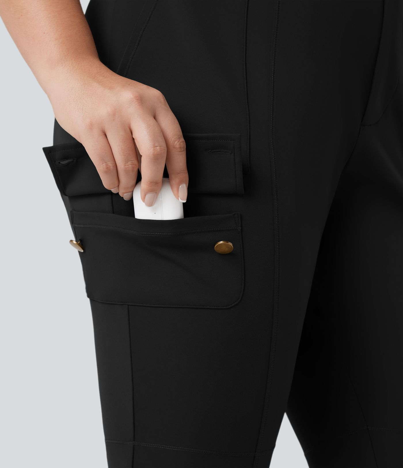 DayStretch High Waisted Skinny Pedal Pusher Casual Plus Size Cargo Pants with Pockets