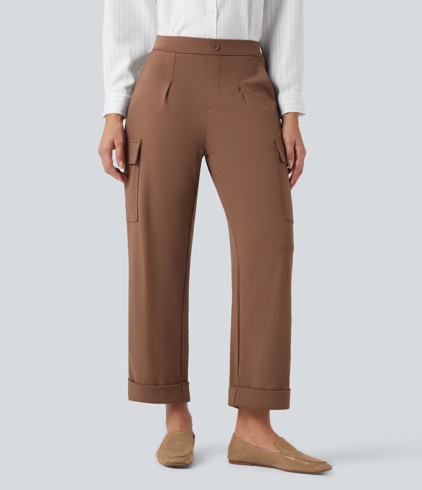 Halara Flex™ DayStretch Mid Rise Straight Leg Work Cargo Trousers with Pockets