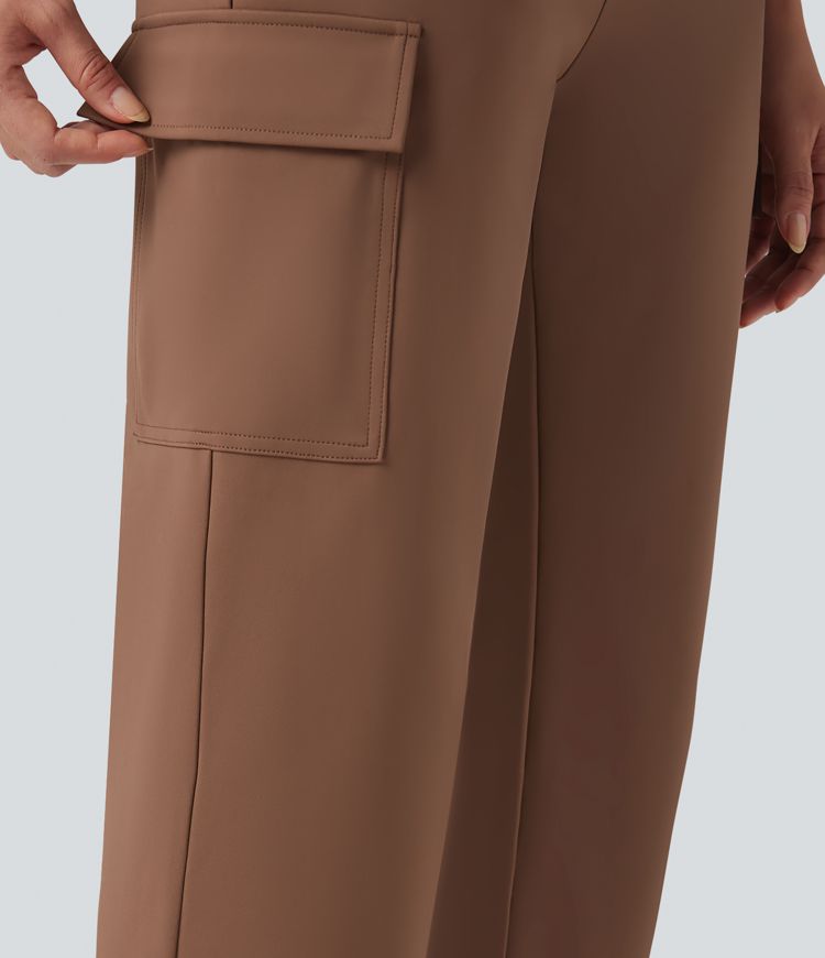 Halara Flex™ DayStretch Mid Rise Straight Leg Work Cargo Trousers with Pockets