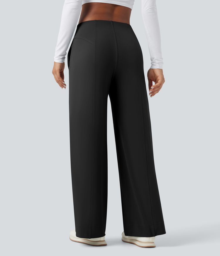 DayStretch Mid Rise Wide Leg Casual Pants with Pockets