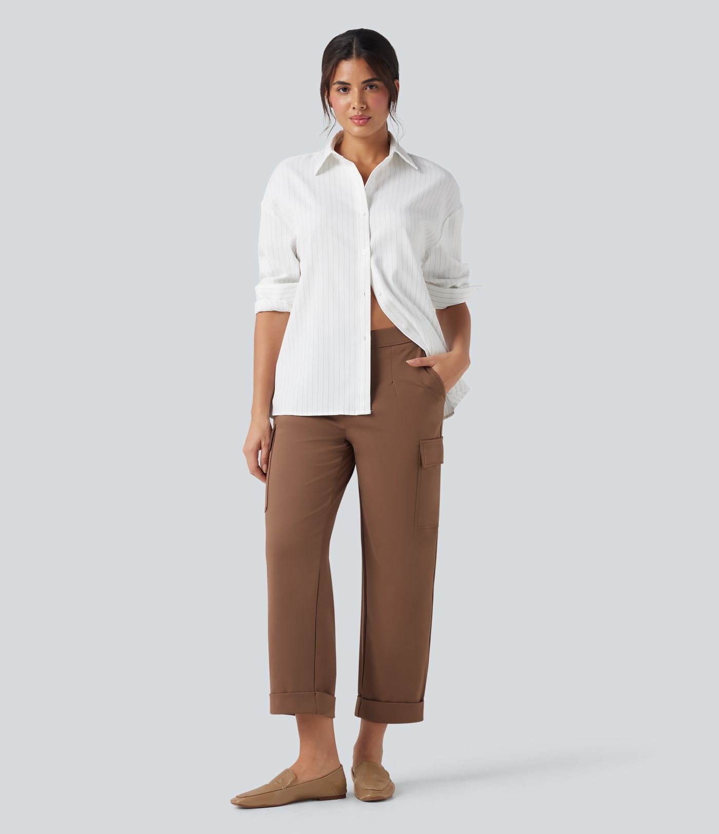 Halara Flex™ DayStretch Mid Rise Straight Leg Work Cargo Trousers with Pockets
