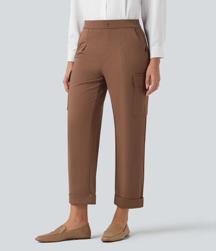 Halara Flex™ DayStretch Mid Rise Straight Leg Work Cargo Trousers with Pockets