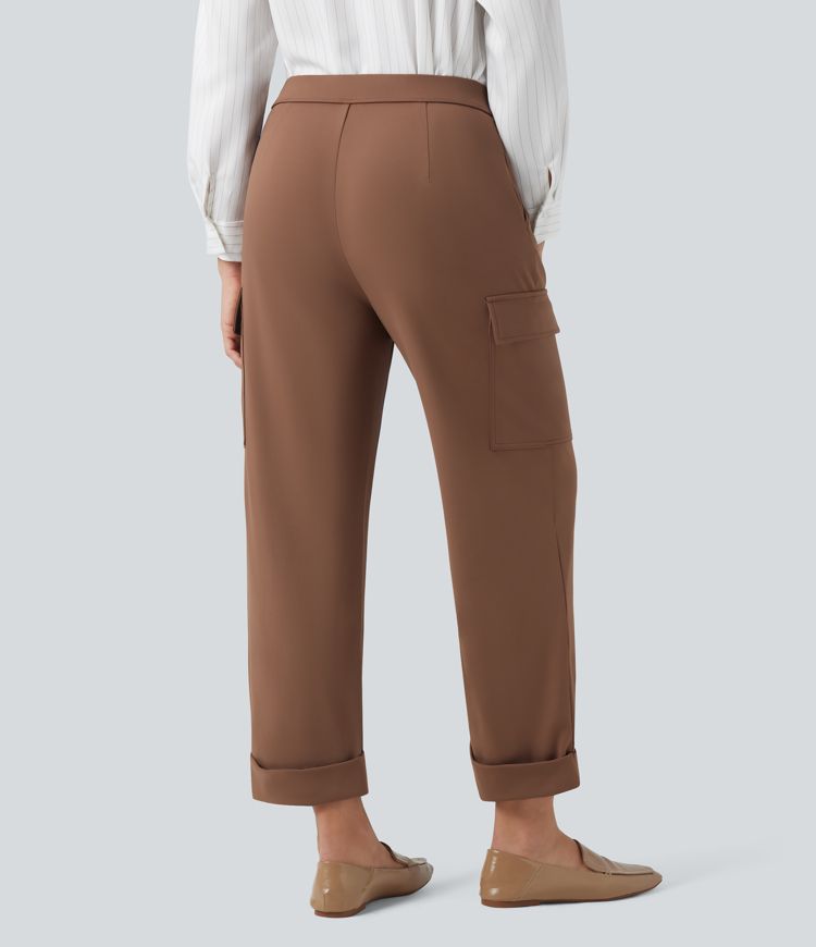 Halara Flex™ DayStretch Mid Rise Straight Leg Work Cargo Trousers with Pockets