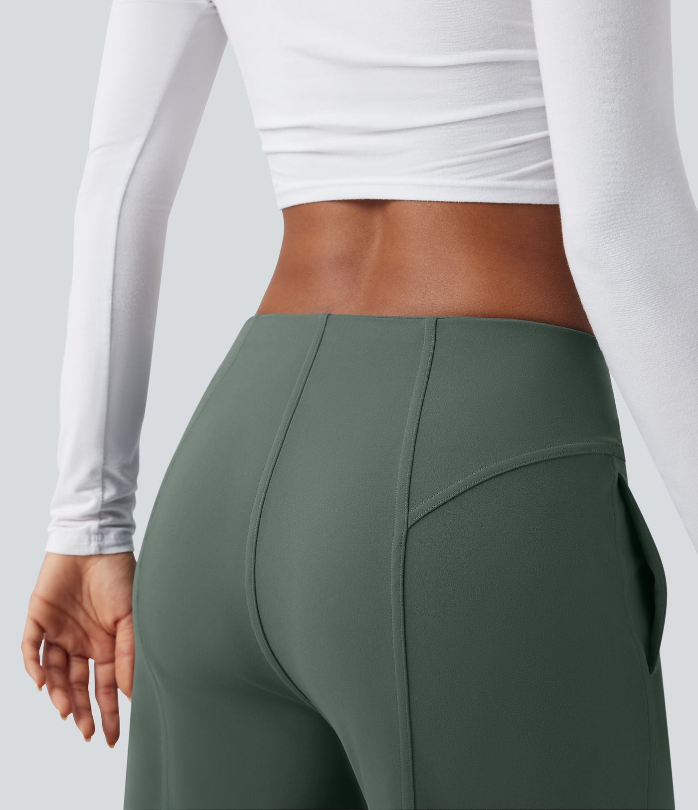 Pantalones anchos casuales de tiro medio con bolsillos