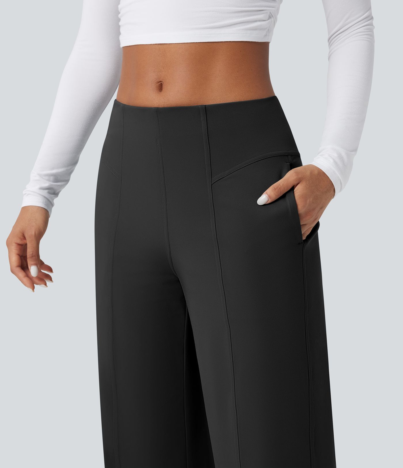 DayStretch Mid Rise Wide Leg Casual Pants with Pockets