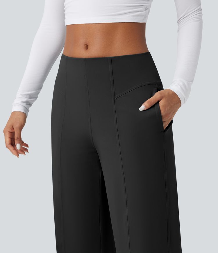 DayStretch Mid Rise Wide Leg Casual Pants with Pockets