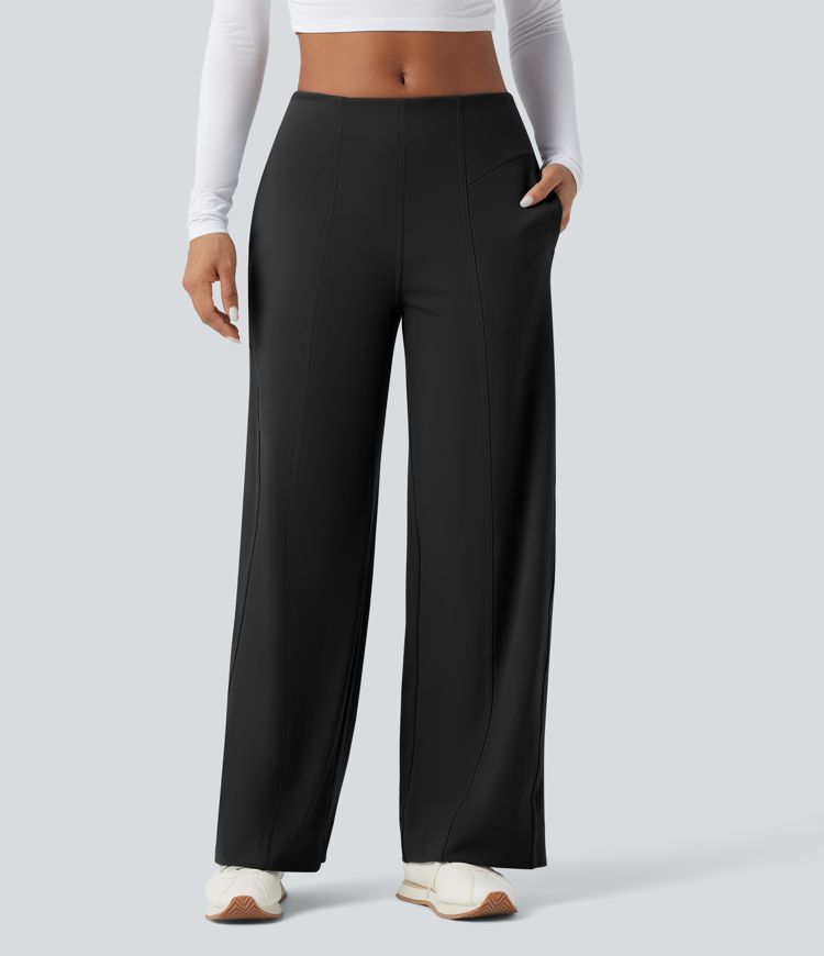 DayStretch Mid Rise Wide Leg Casual Pants with Pockets