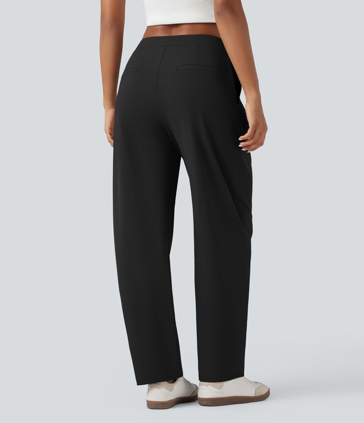 Pantalon fuselé décontracté asymétrique taille mi-haute avec poches