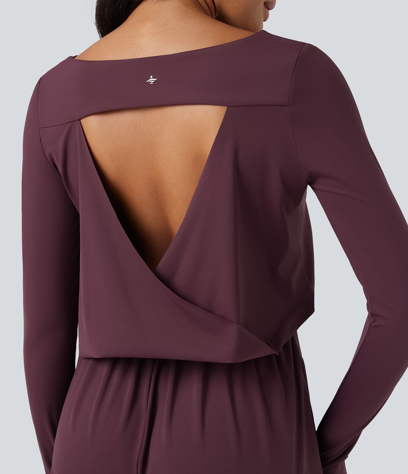 SoftlyZero™ Airy Cut-out Back Long Sleeve Thumb Holes Yoga Jumpsuit with Pockets-Easy Peezy