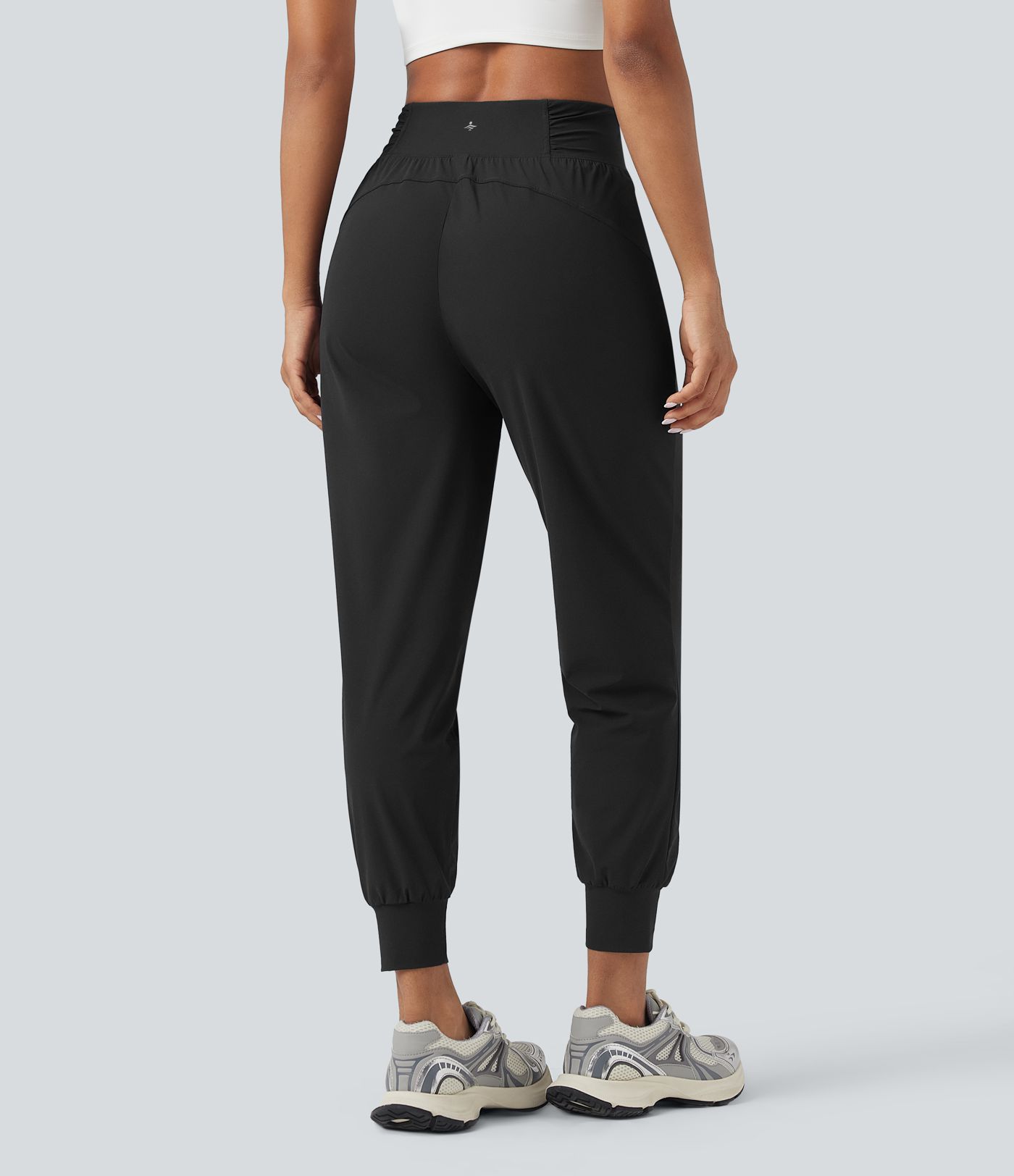 High Waisted Drawstring Ruched Tapered Quick Dry Dance Joggers with Pockets
