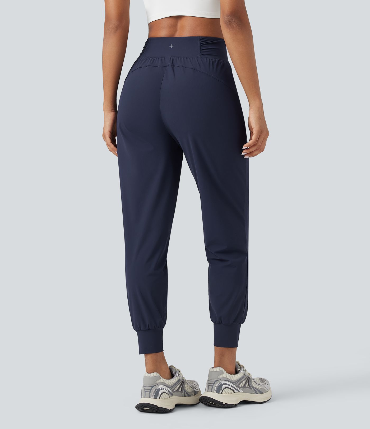 High Waisted Drawstring Ruched Tapered Quick Dry Dance Joggers with Pockets