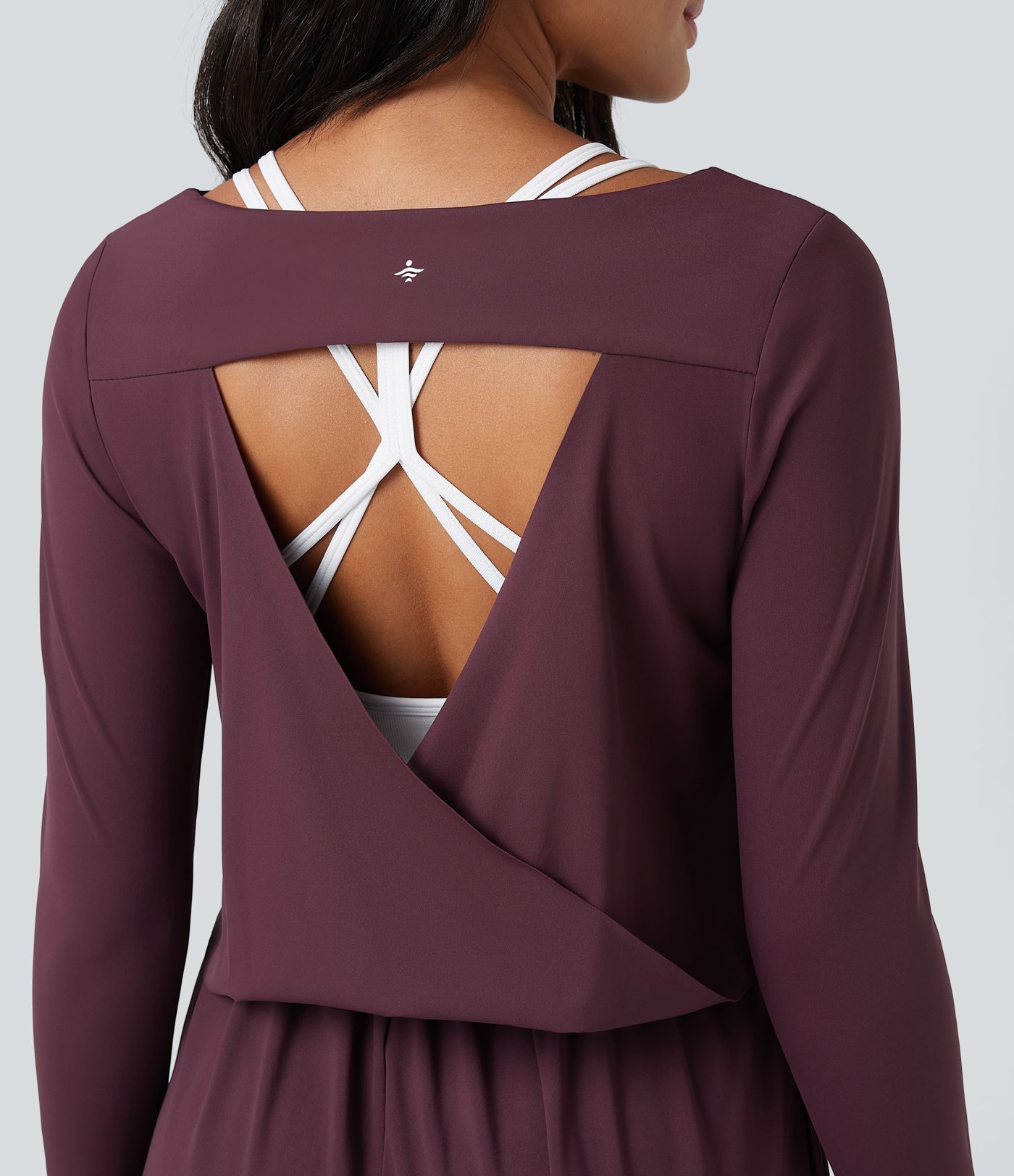 SoftlyZero™ Airy Cut-out Back Long Sleeve Thumb Holes Yoga Jumpsuit with Pockets-Easy Peezy