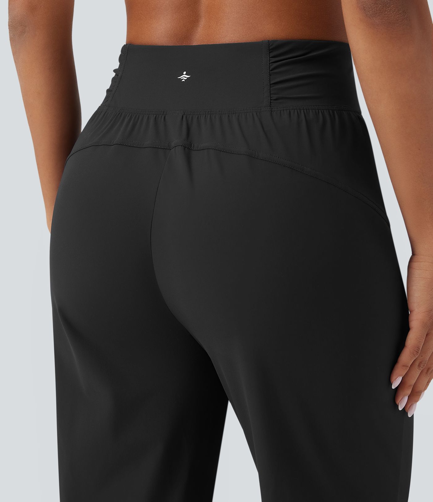 High Waisted Drawstring Ruched Tapered Quick Dry Dance Joggers with Pockets
