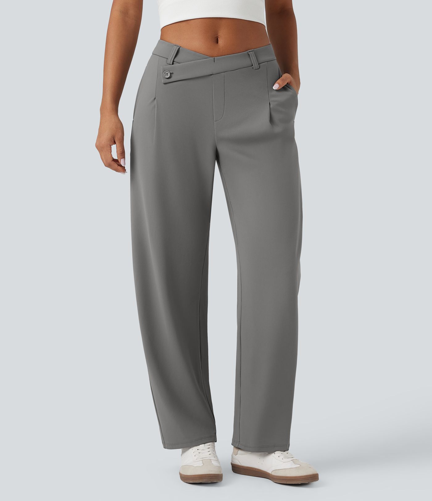 Pantalon de travail fuselé asymétrique taille moyenne Halara Flex™ DayStretch avec poches