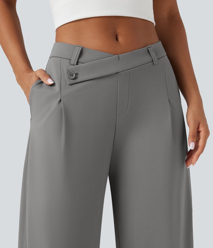 Pantalon de travail fuselé asymétrique taille moyenne Halara Flex™ DayStretch avec poches