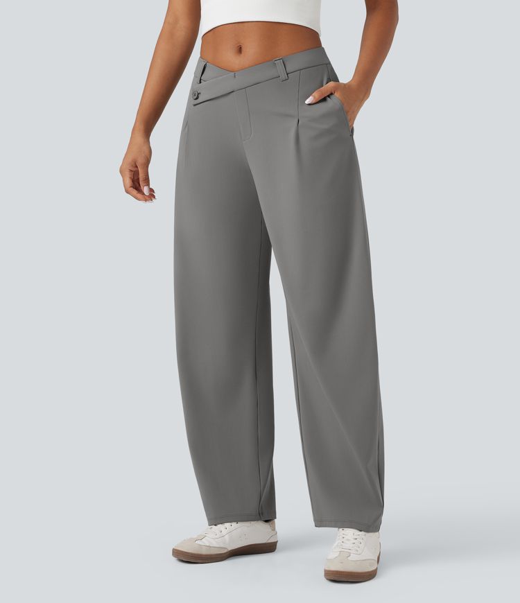 Pantalon de travail fuselé asymétrique taille moyenne Halara Flex™ DayStretch avec poches