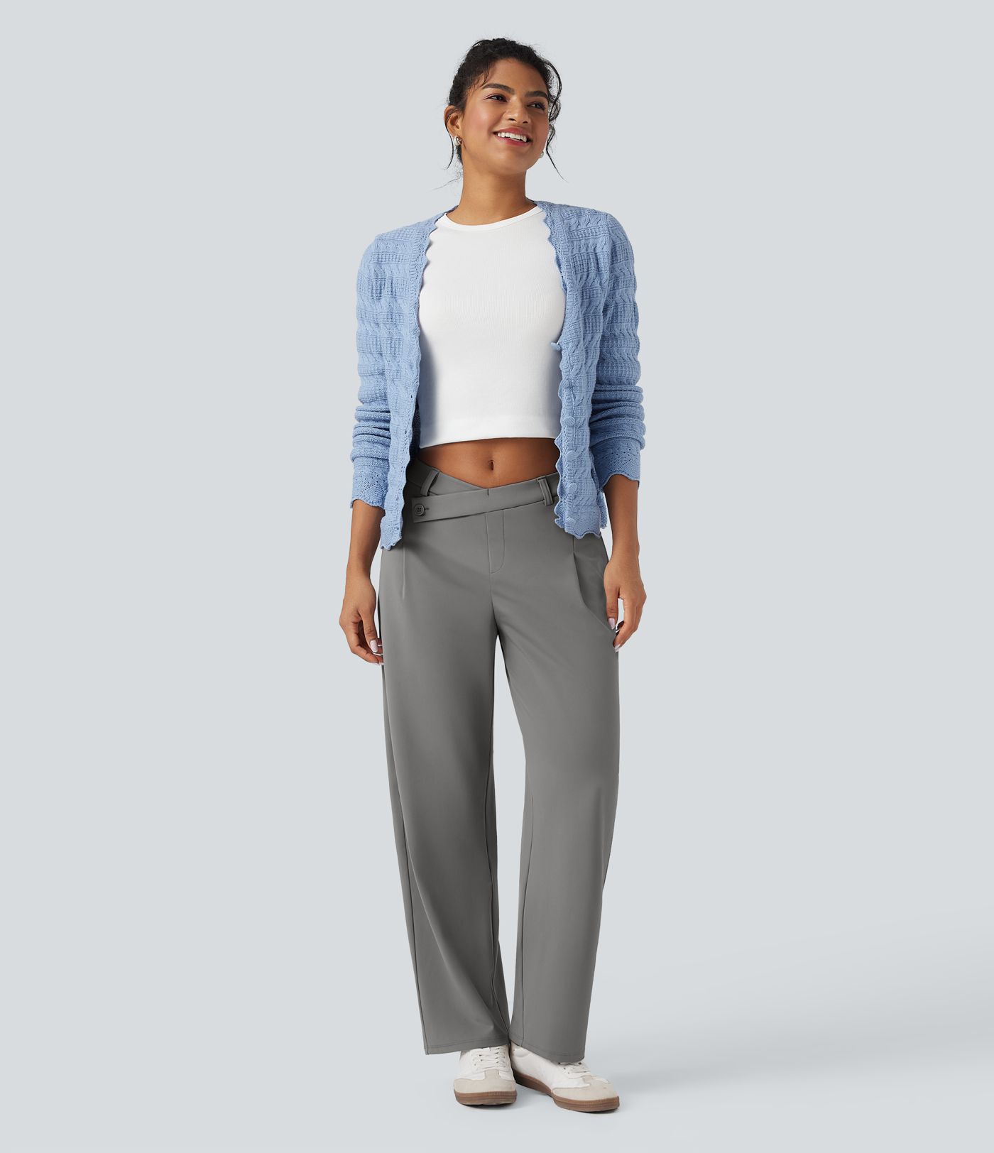 Pantalon de travail fuselé asymétrique taille moyenne Halara Flex™ DayStretch avec poches