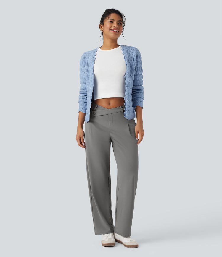 Pantalon de travail fuselé asymétrique taille moyenne Halara Flex™ DayStretch avec poches