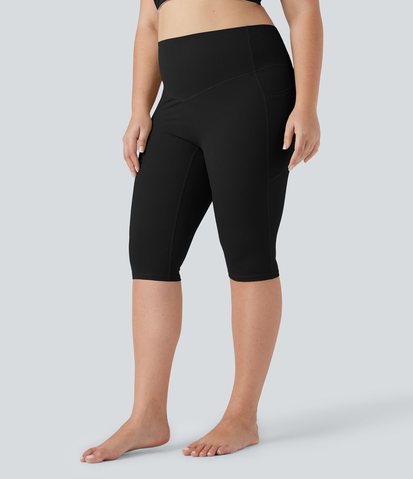 Halara UltraSculpt™ SoCinched legging capri taille haute à effet ventre plat pour yoga, grande taille, avec poches