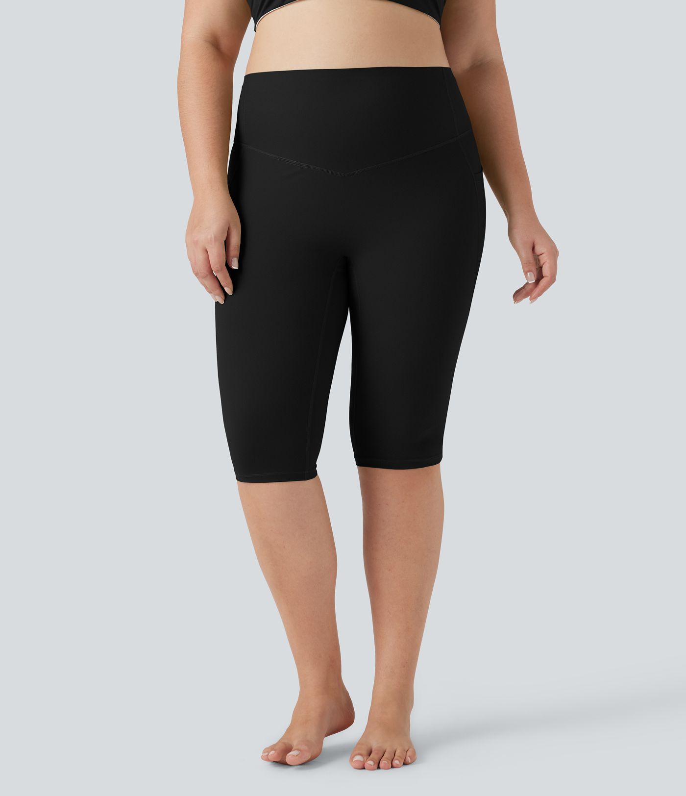 Halara UltraSculpt™ SoCinched legging capri taille haute à effet ventre plat pour yoga, grande taille, avec poches