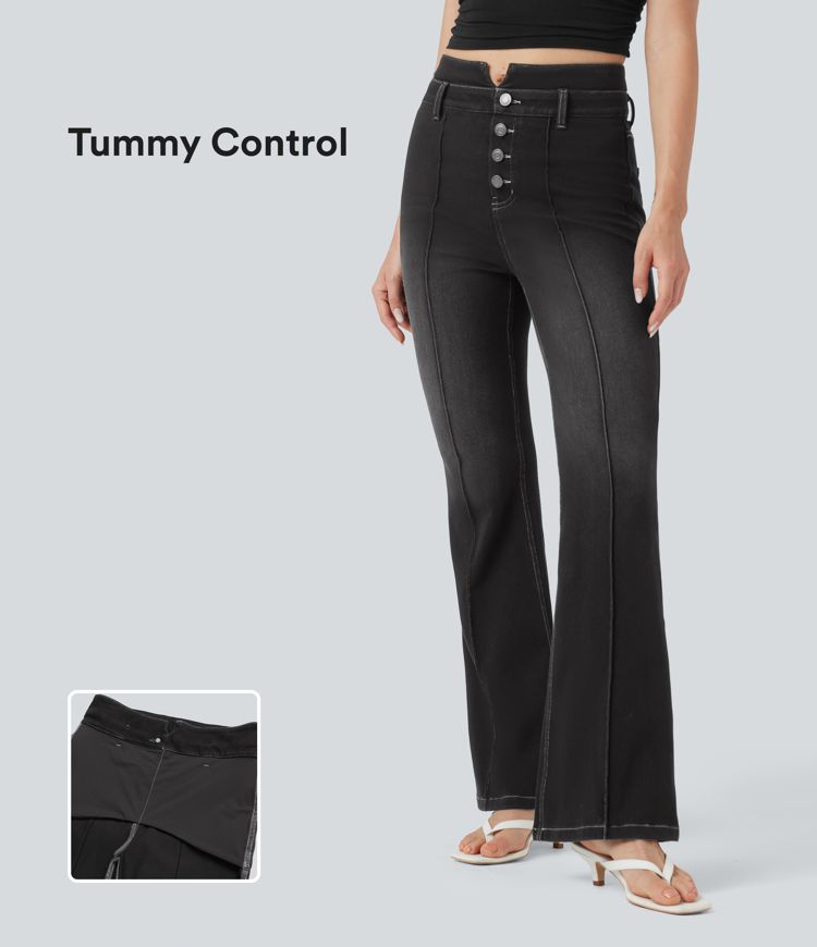 Halara Flex™ Mid Rise Tummy Control Casual Flare Jeans with Pockets