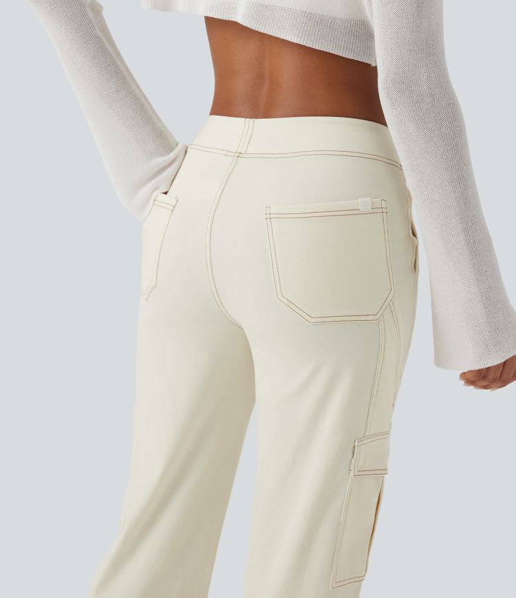 Halara Flex™ Mid Rise Pockets Straight Leg Casual Cargo Jeans
