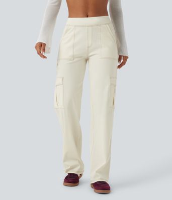 Halara Flex™ Mid Rise Pockets Straight Leg Women Casual Cargo Denim Jeans