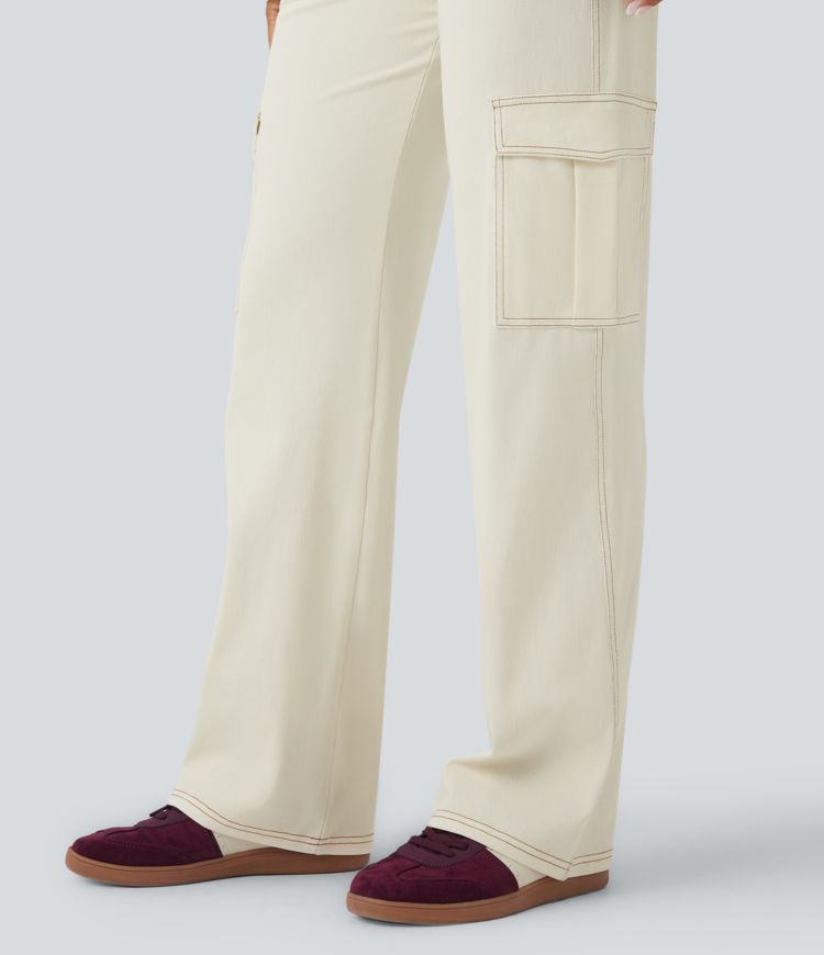 Halara Flex™ Mid Rise Pockets Straight Leg Casual Cargo Jeans