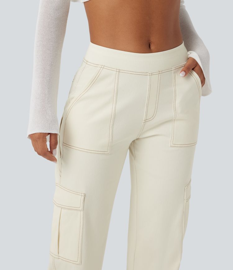 Halara Flex™ Mid Rise Pockets Straight Leg Casual Cargo Jeans