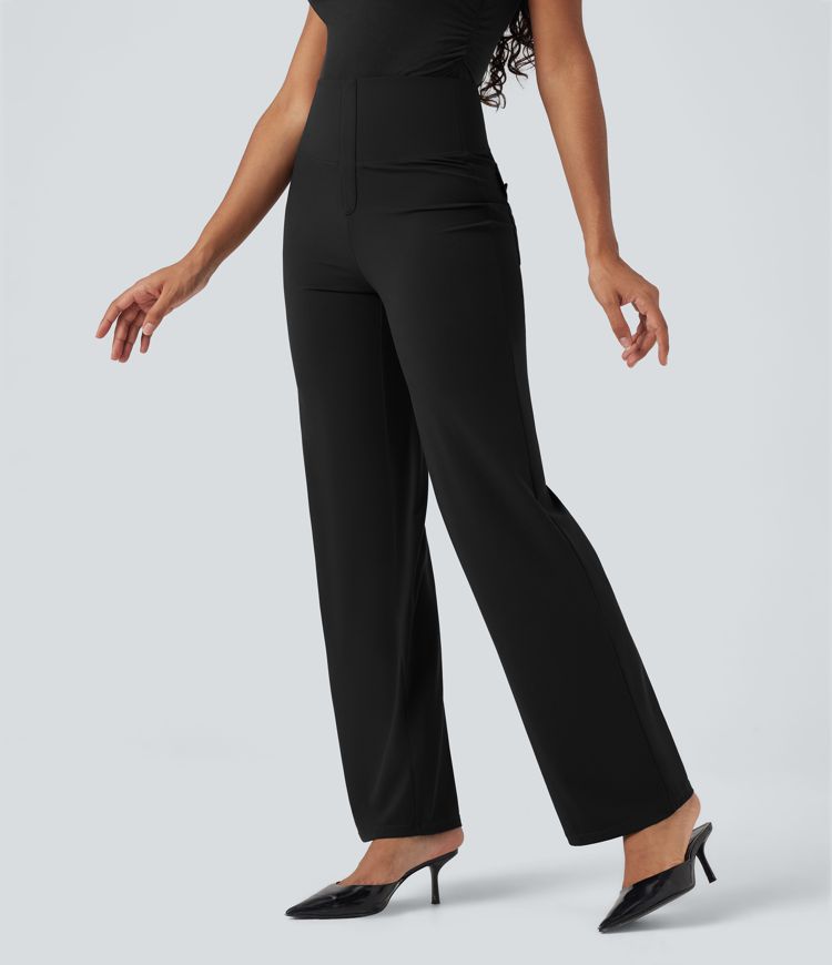 Pantalon de travail droit gainant taille haute avec poches Halara UltraSculpt™