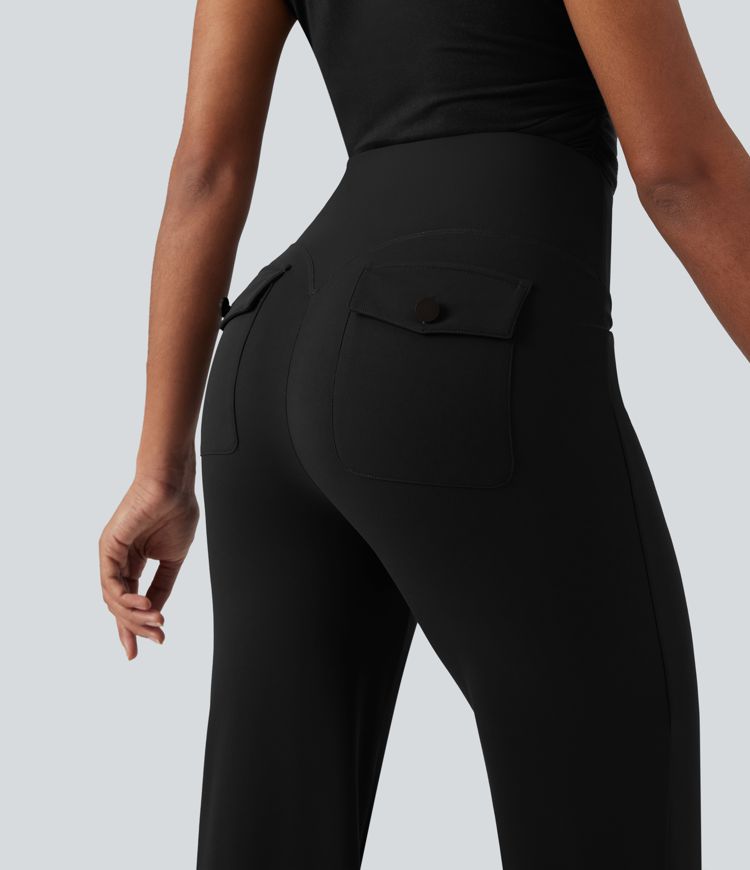 Pantalon de travail droit gainant taille haute avec poches Halara UltraSculpt™