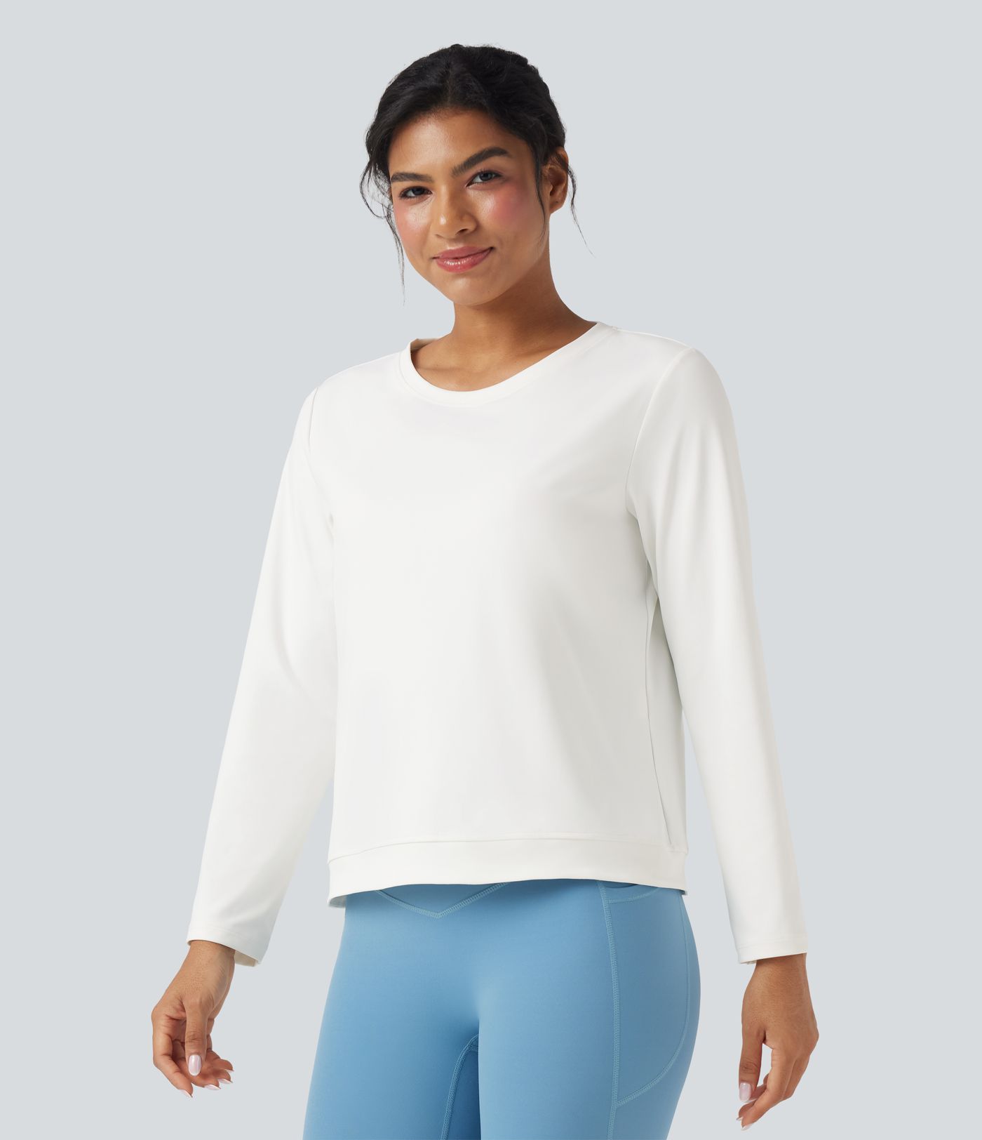 Round Neck Long Sleeve Cut Out Running Sports Top