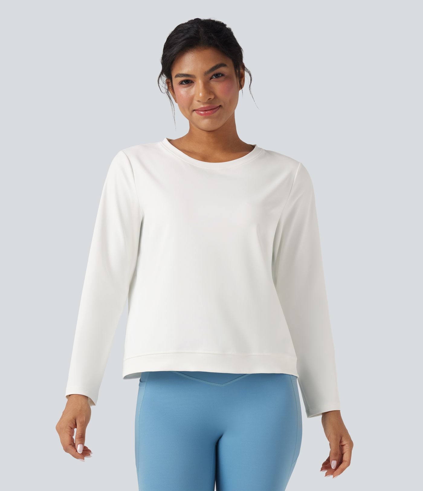 Round Neck Long Sleeve Cut Out Running Sports Top