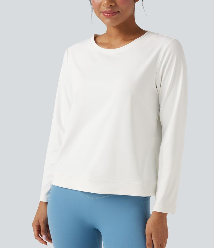 Round Neck Long Sleeve Cut Out Running Sports Top