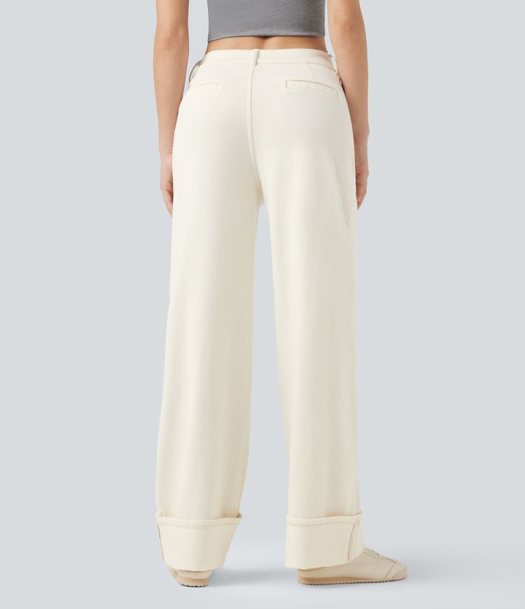 Halara Flex™ Water-Repellent Oil-Resistant Mid Rise Wide Leg Casual Jeans with Pockets