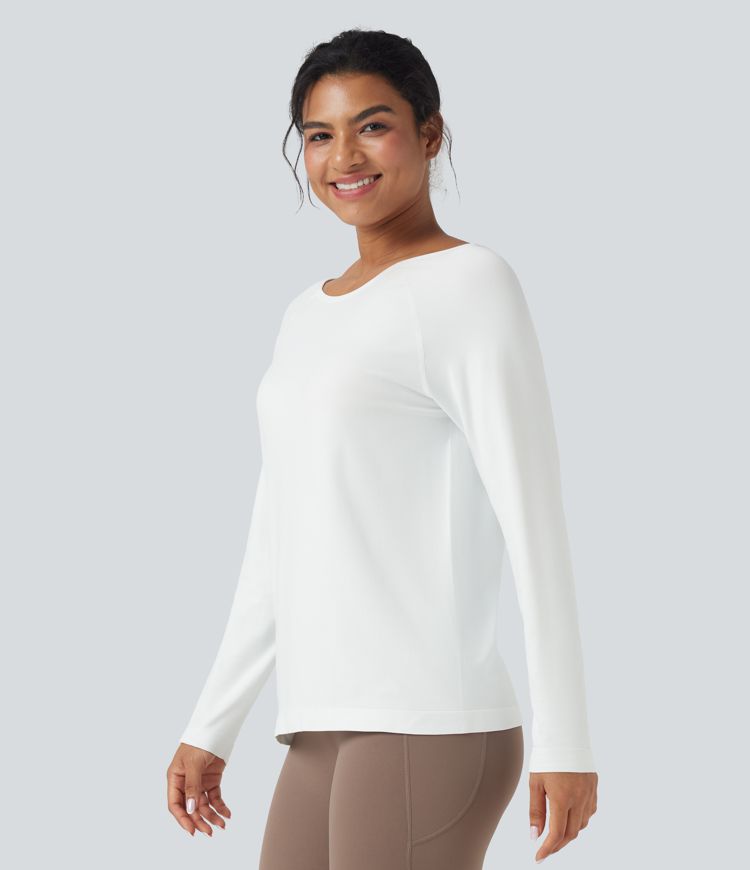 Bezešvý sportovní top Flow s výstřihem do U a s dlouhým rukávem