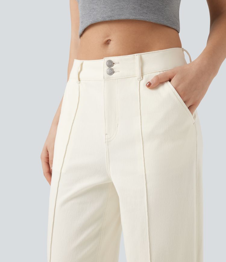 Halara Flex™ Water-Repellent Oil-Resistant Mid Rise Wide Leg Casual Jeans with Pockets