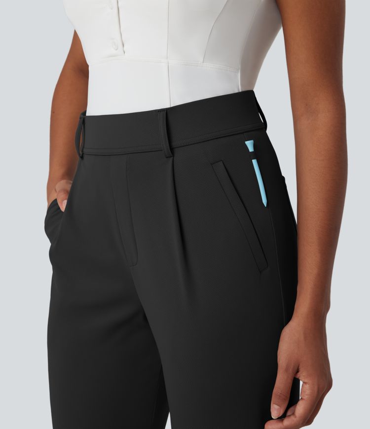 High Waisted Quick Dry Golf Trousers with Pockets-Golf Tee-UPF40+