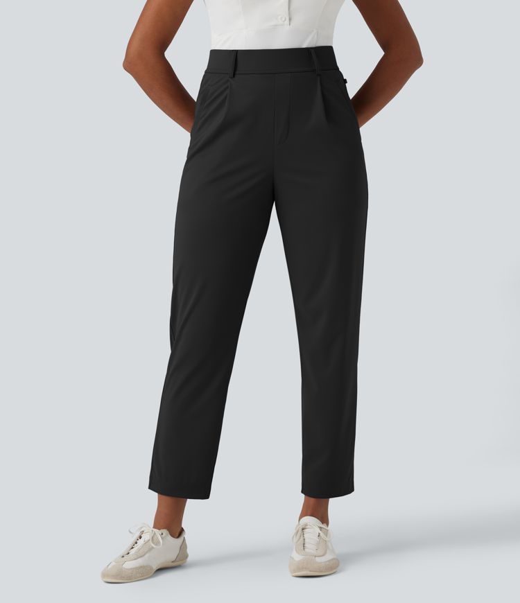 High Waisted Quick Dry Golf Trousers with Pockets-Golf Tee-UPF40+