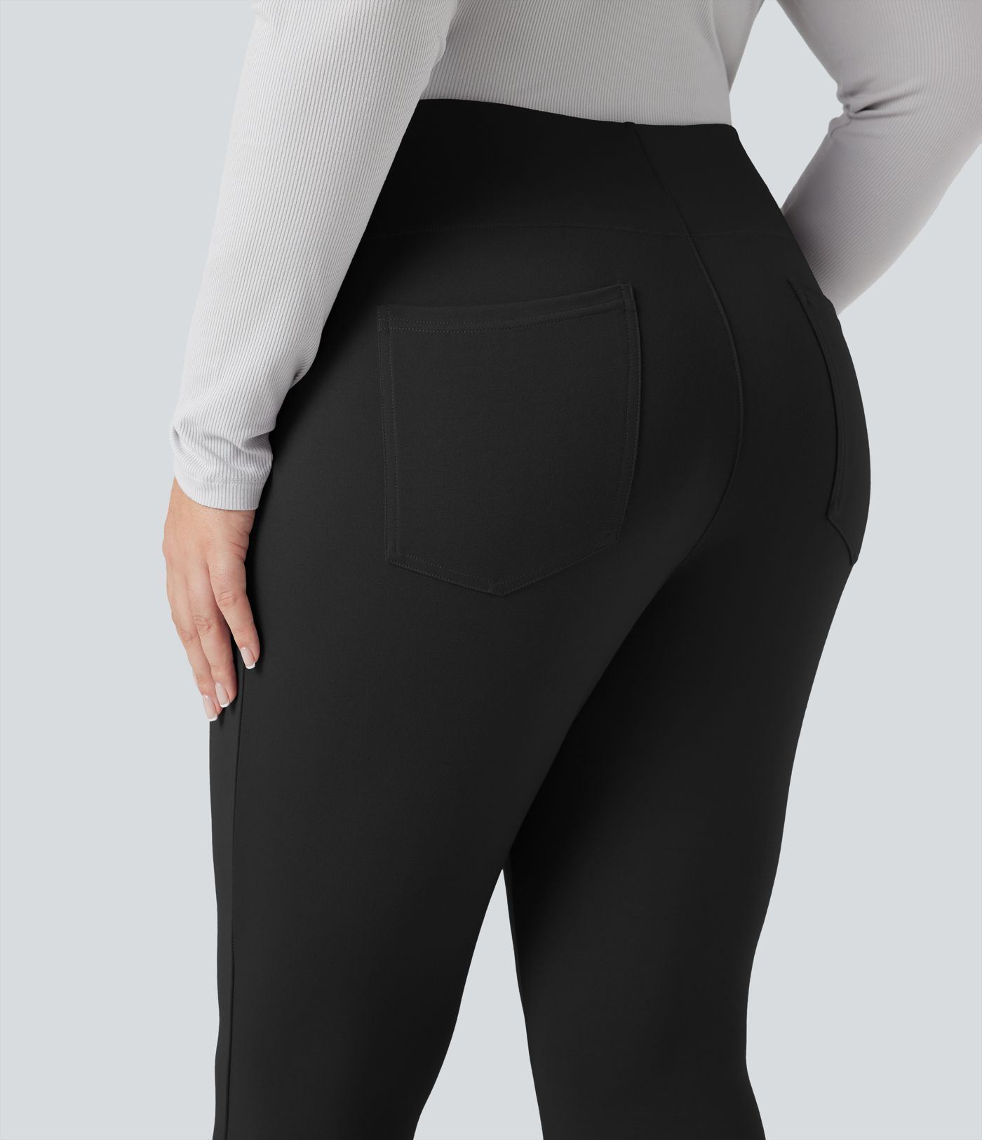 Pantalon tailleur fuselé taille haute grande taille Halara Flex™ SculptKnit avec poches