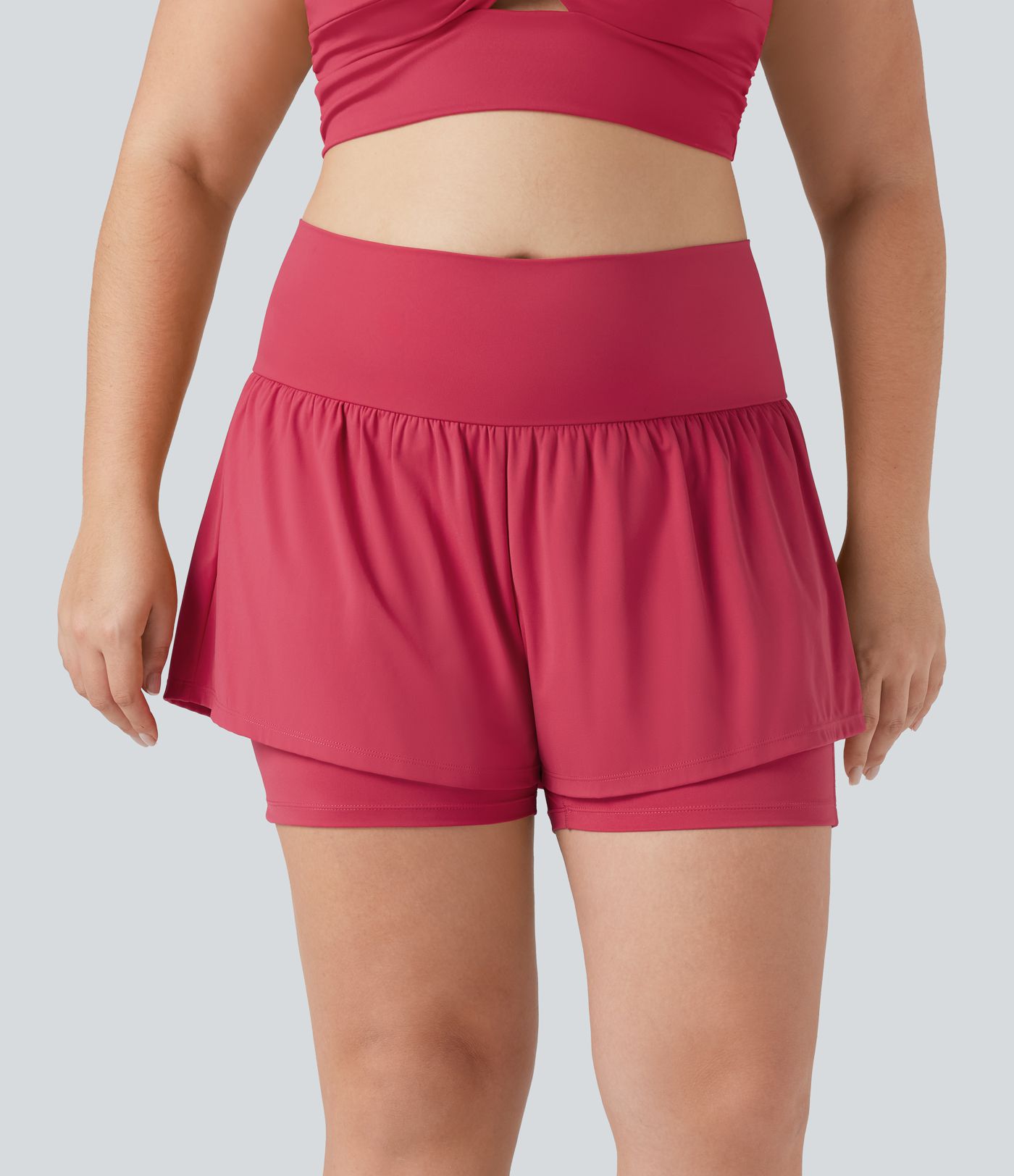 SoftlyZero™ Airy short de yoga 2 en 1, taille extra-haute, au toucher frais, grande taille, 5'' avec poches