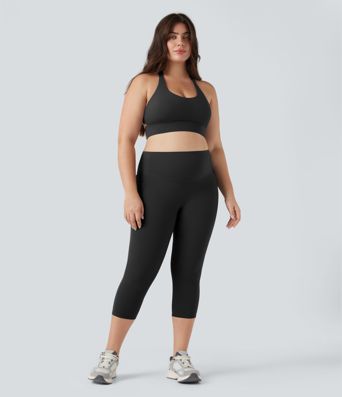 Plus Size Halara UltraSculpt™ High Waisted Butt Lifting Tummy Control Capri Training Leggings with Pockets