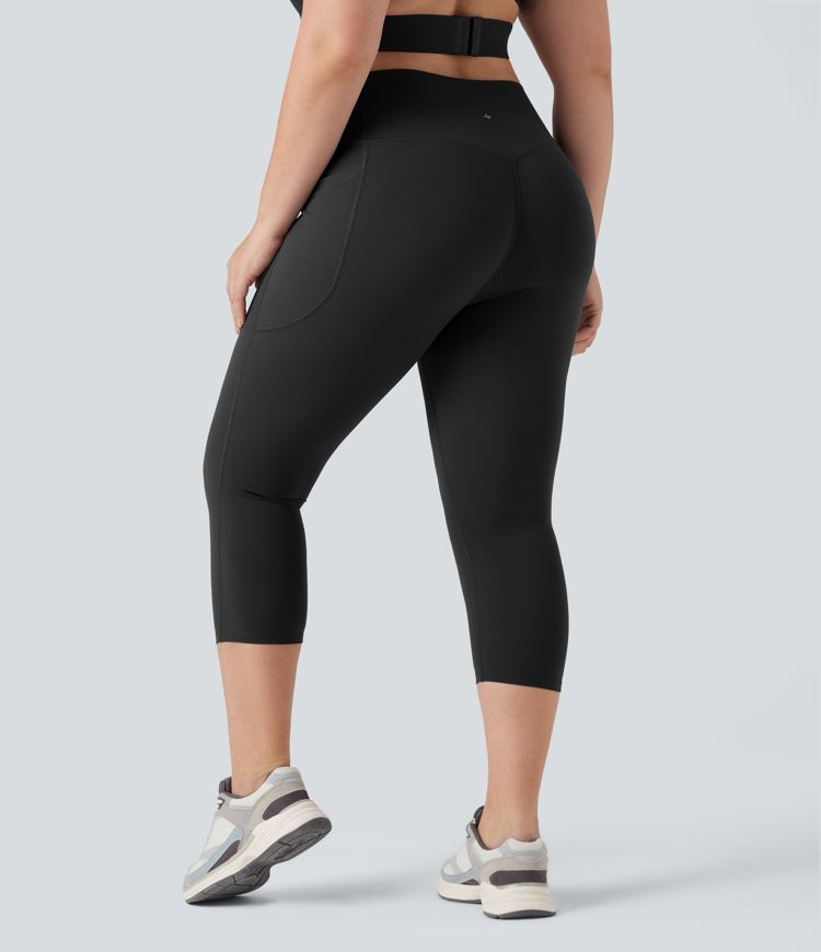 Plus Size Halara UltraSculpt™ SoCinched High Waisted Butt Lifting Tummy Control Capri Training Leggings with Pockets