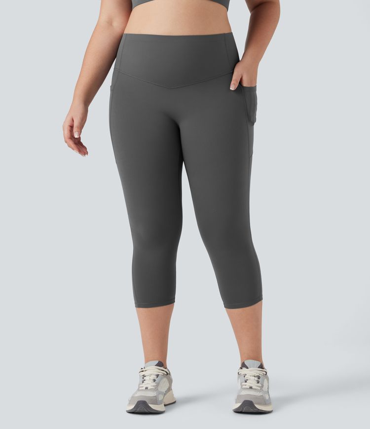 Plus Size Halara UltraSculpt™ SoCinched High Waisted Butt Lifting Tummy Control Capri Training Leggings with Pockets