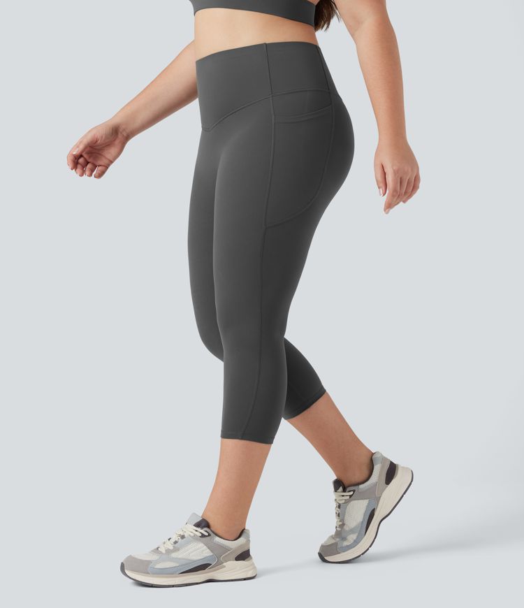 Plus Size Halara UltraSculpt™ High Waisted Butt Lifting Tummy Control Capri Training Leggings with Pockets